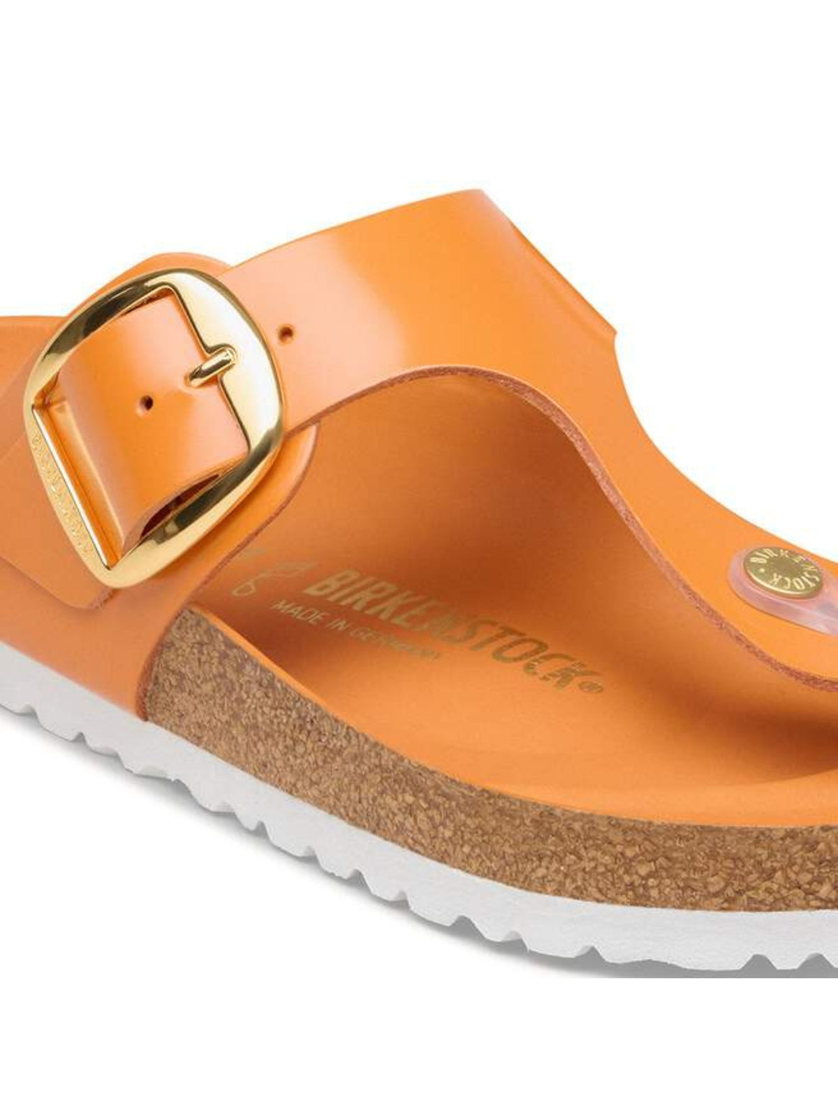 BIRKENSTOCK Gizeh Big Buckle Sandal: Patent Leather high shine kurkuma