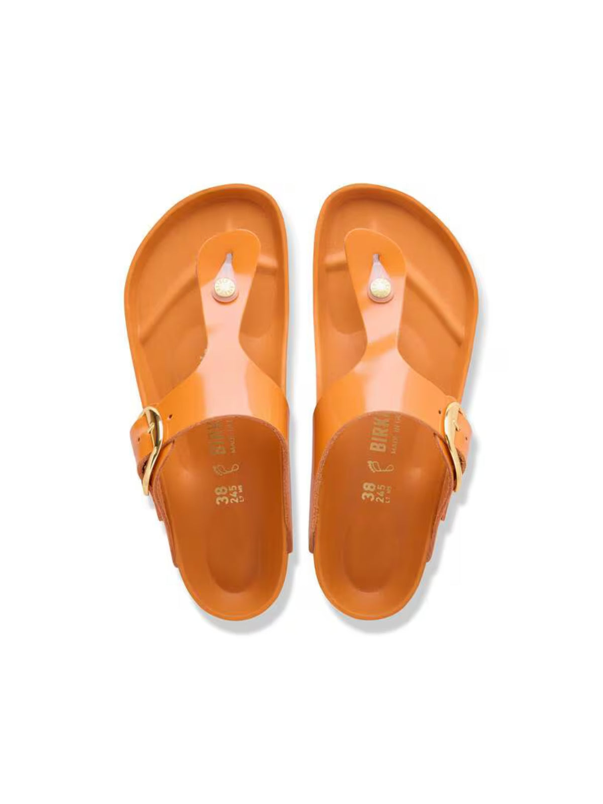 BIRKENSTOCK Gizeh Big Buckle Sandal: Patent Leather high shine kurkuma