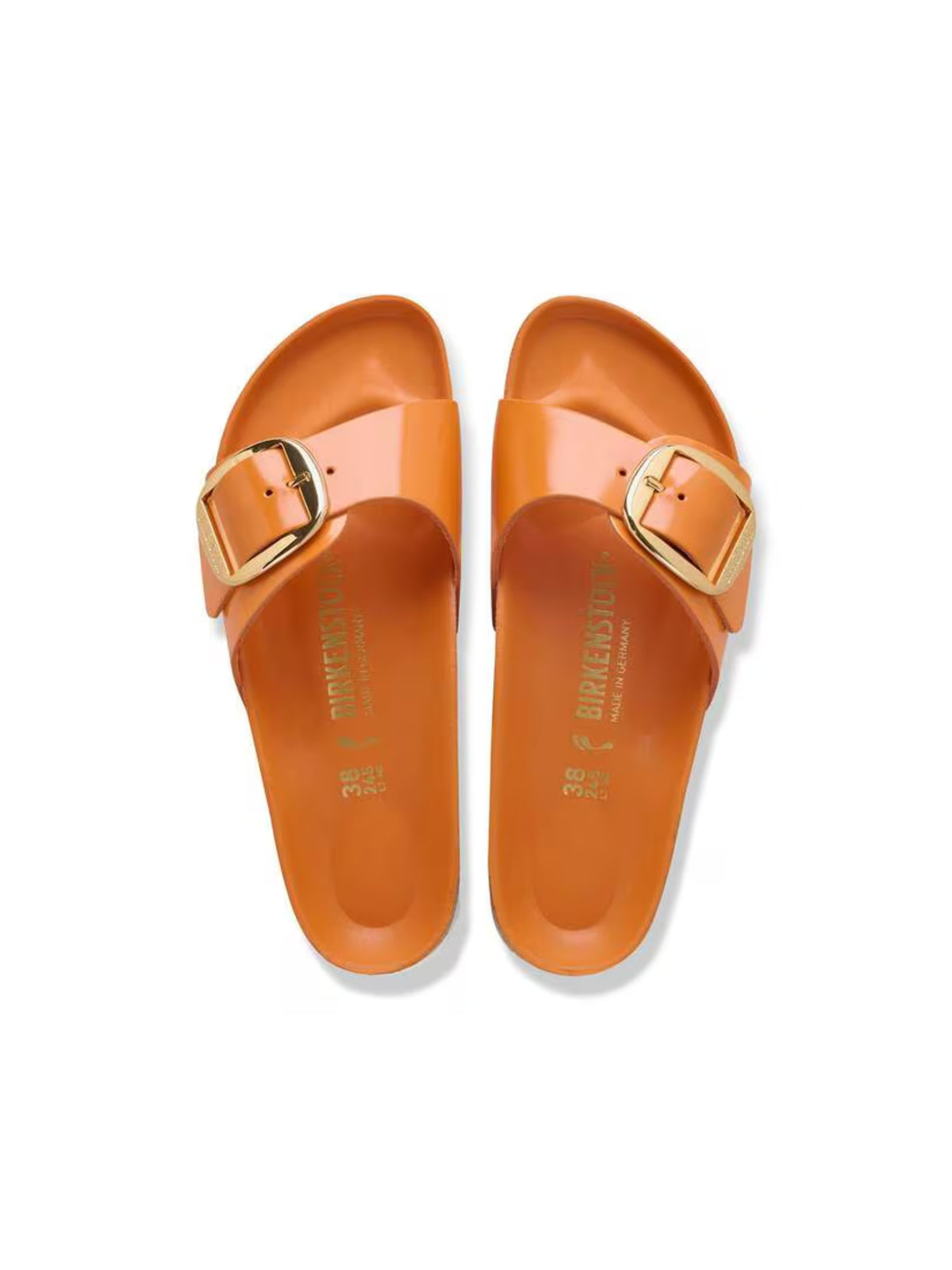 BIRKENSTOCK Madrid Big Buckle Sandal: Patent Leather high shine kurkuma