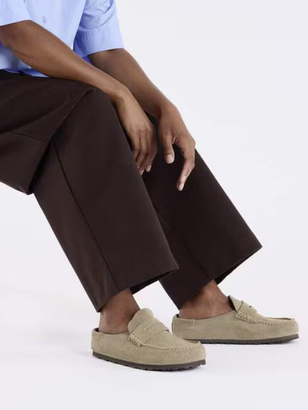 BIRKENSTOCK Naples Wrapped Clog: Suede taupe narrow 