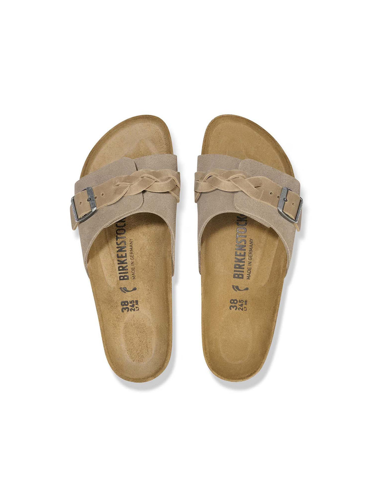 BIRKENSTOCK Oita Braided Sandal Suede Leather Taupe Narrow