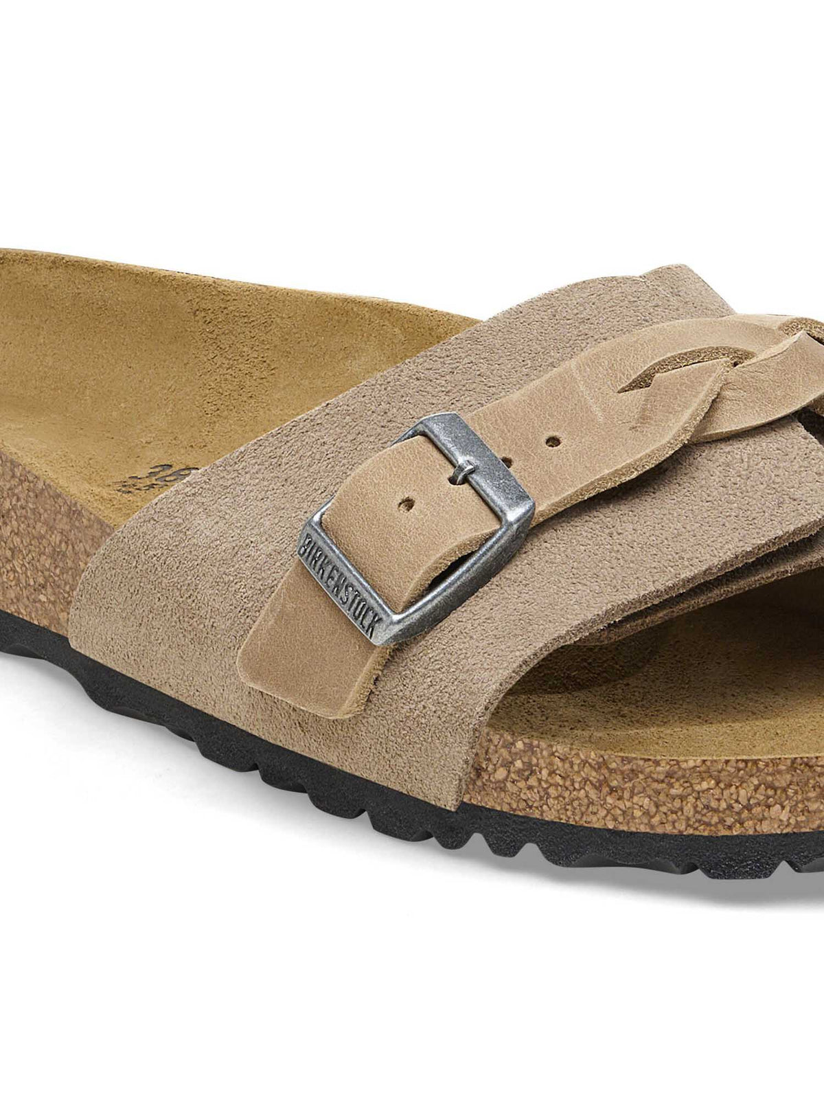 BIRKENSTOCK Oita Braided Sandal Suede Leather Taupe Narrow