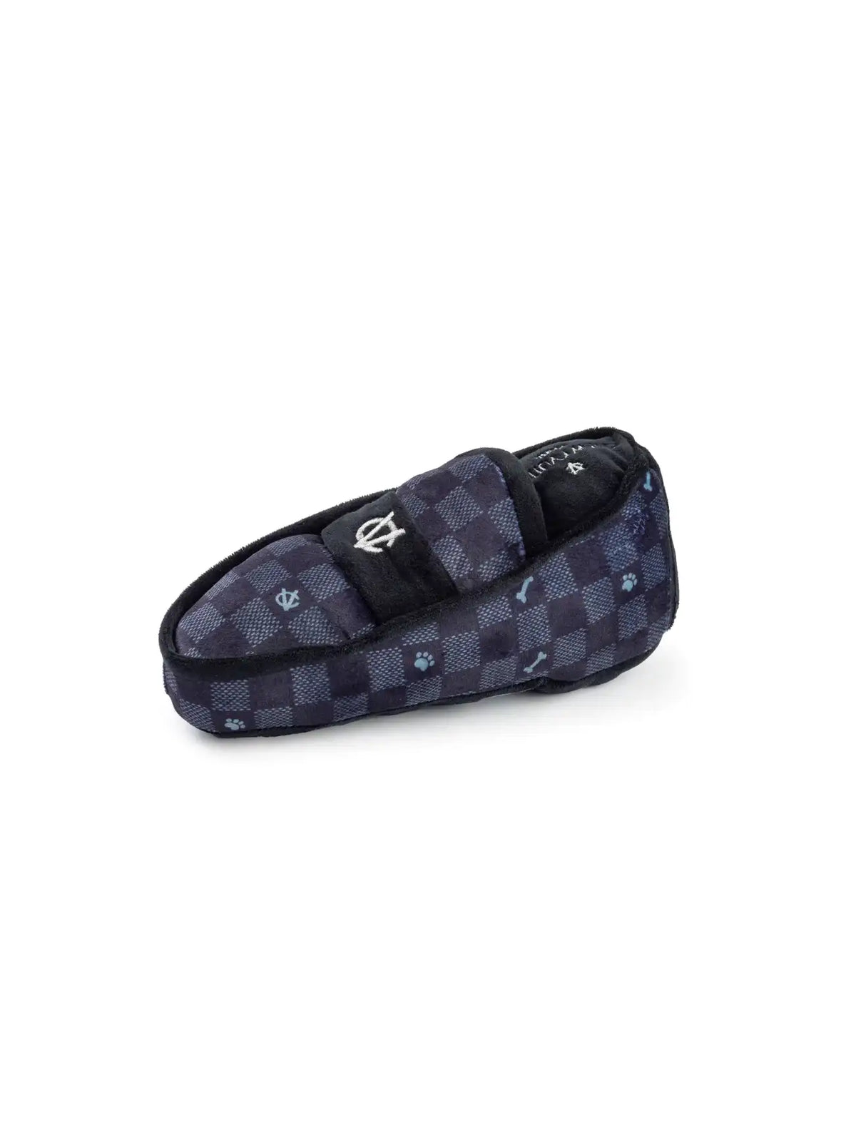 Black Checker Chewy Vuitton Loafer Dog Toy