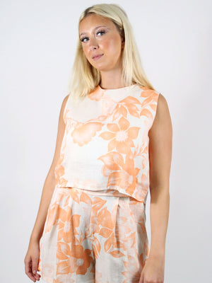 Bluma Floral Back Tie Crop Top Orange
