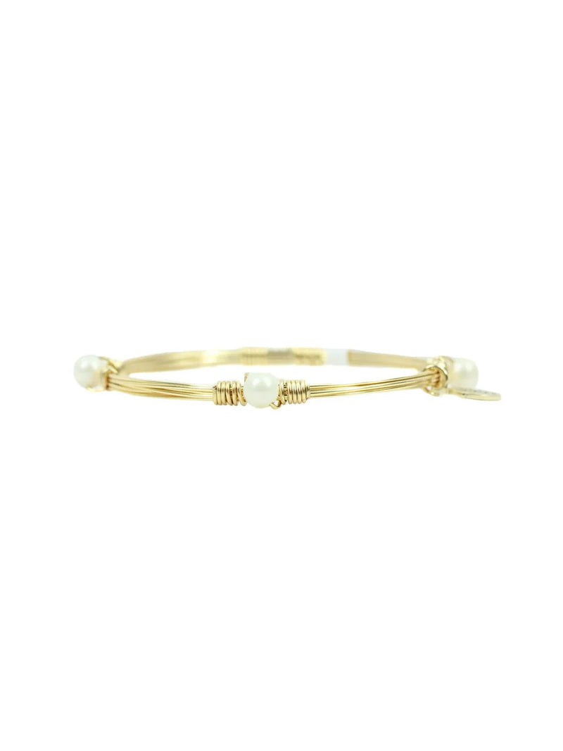 Bourbon & Bowties The Everly Bangle Bracelet Gold Pearl Standard