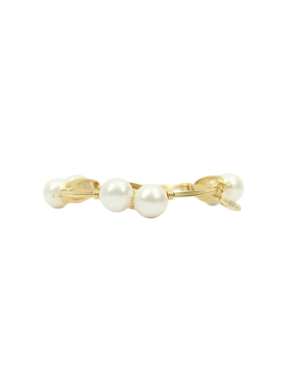Bourbon & Bowties The Kelli Bangle Bracelet Gold Pearl Large