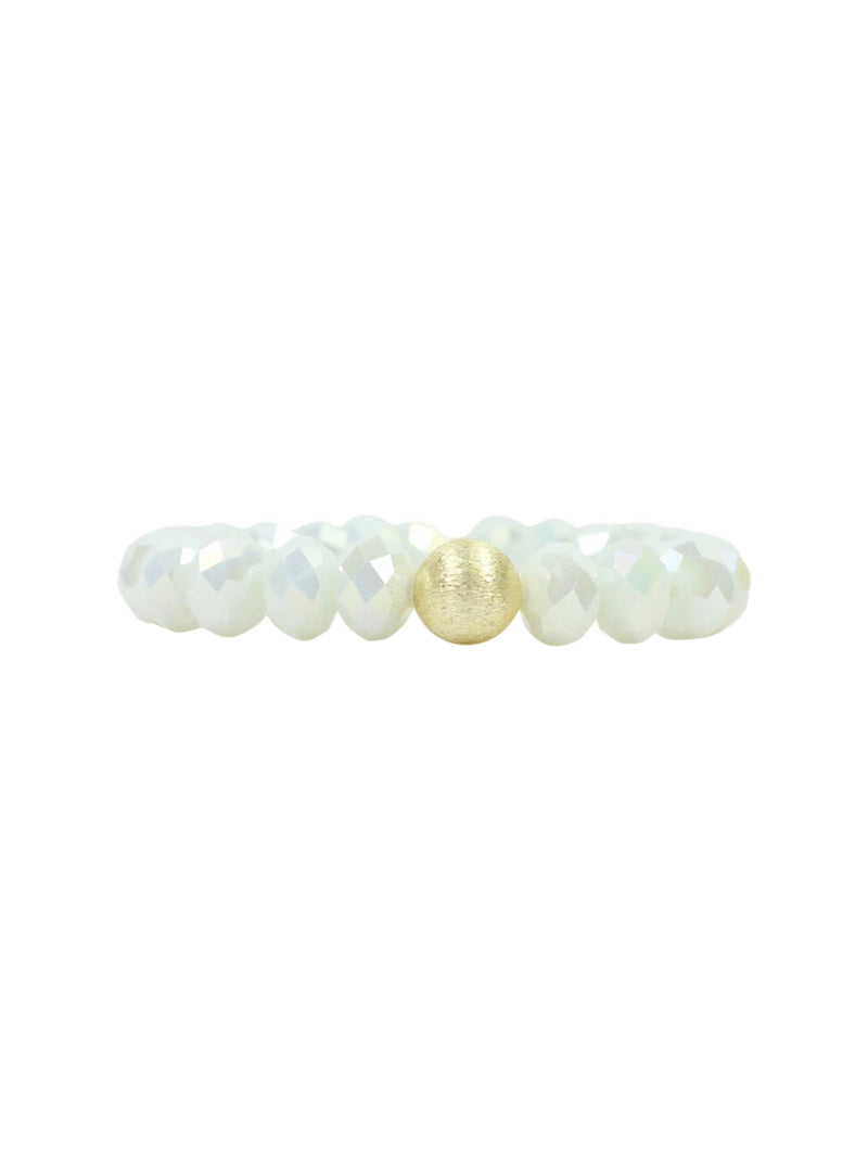 Bourbon & Bowties Kendley 115 White Sparkle & Gold Beaded Bracelet
