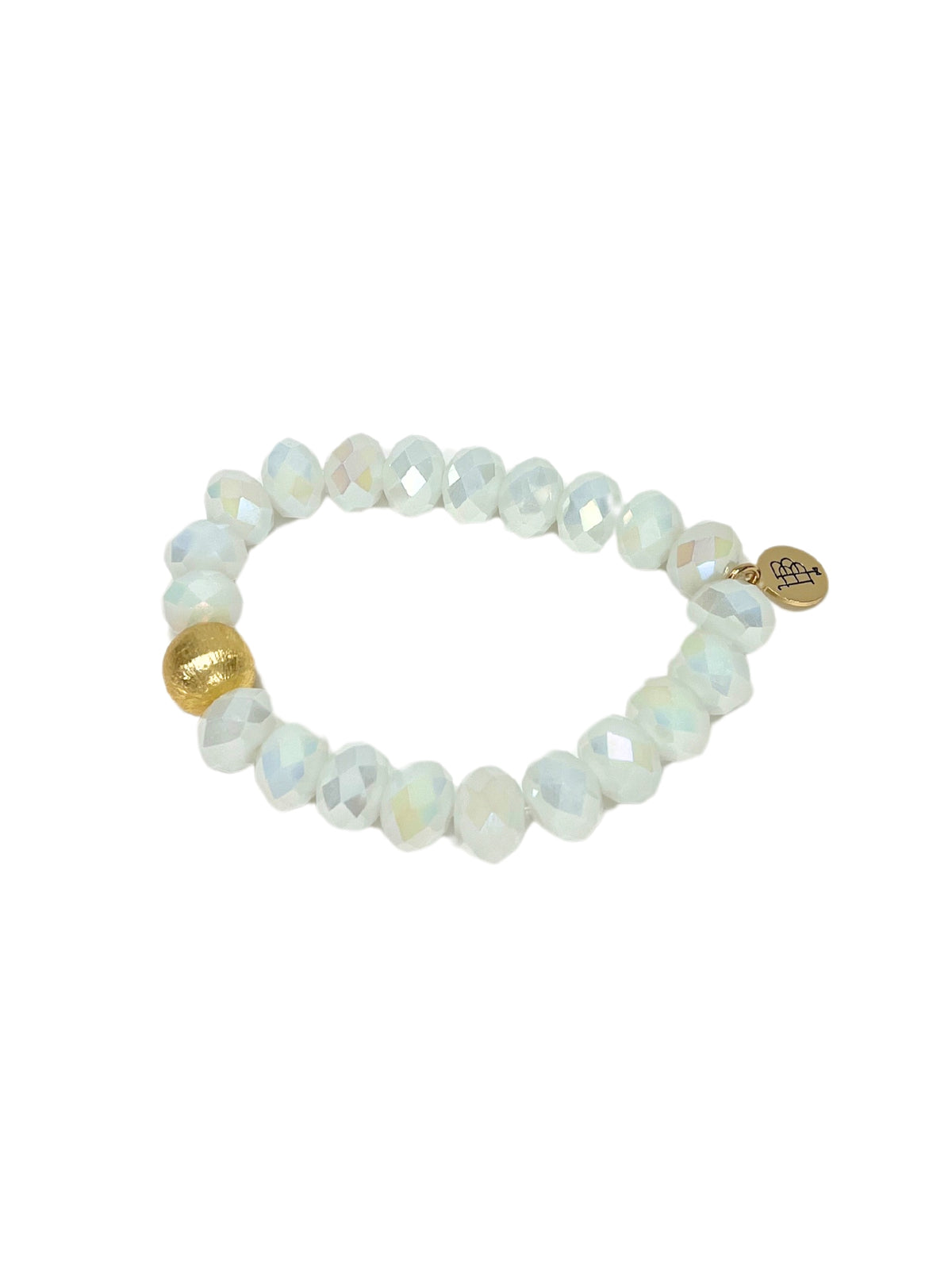 Bourbon & Bowties Kendley 115 White Sparkle & Gold Beaded Bracelet