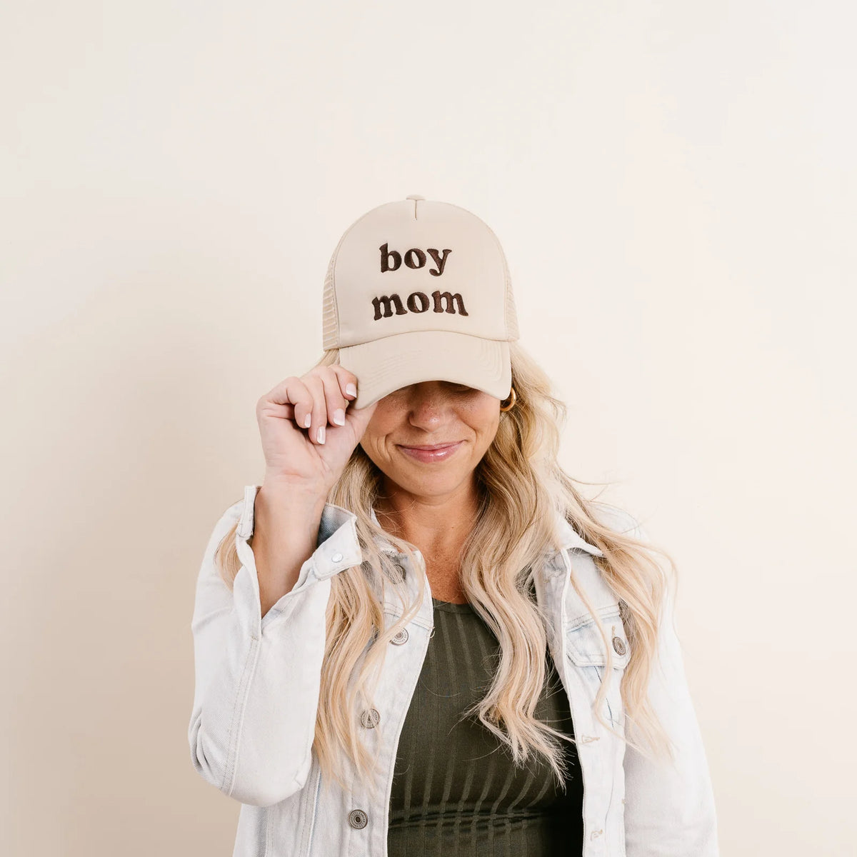 boy mom embroidered trucker hat