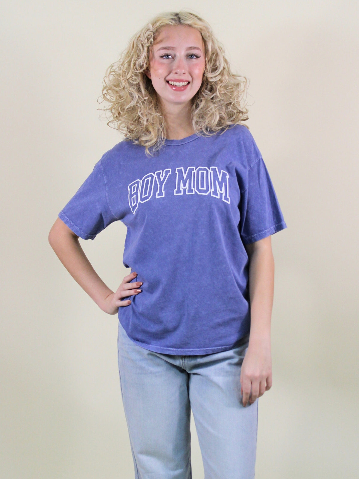 boy mom puff mineral graphic tee denim blue front