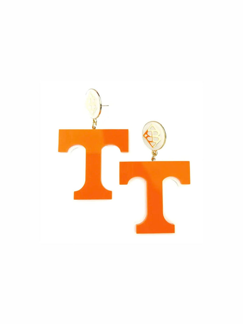 Orange and White Power T Earrings