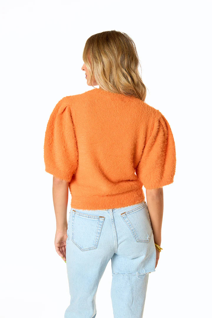 buddylove macy crop sweater in mango-back view