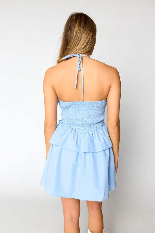 buddylove remi halter romper in powder-back