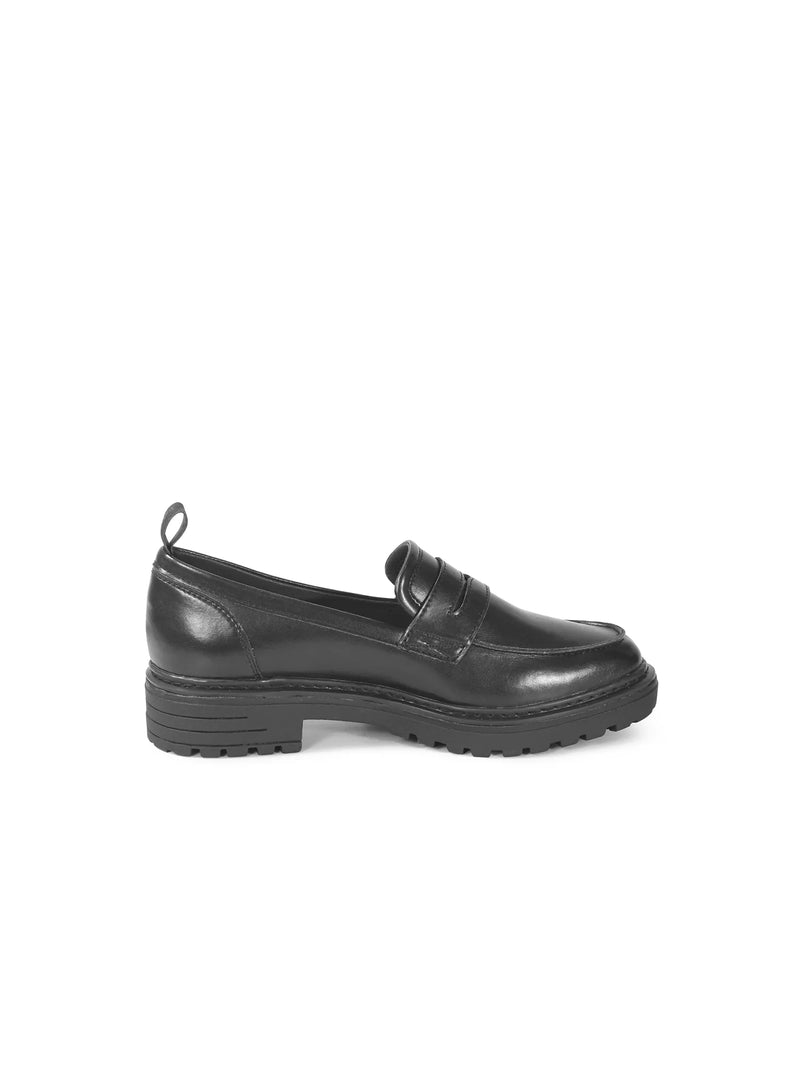 Bussola Arezzo Aden Classic Platform Penny Loafer Nero Suede