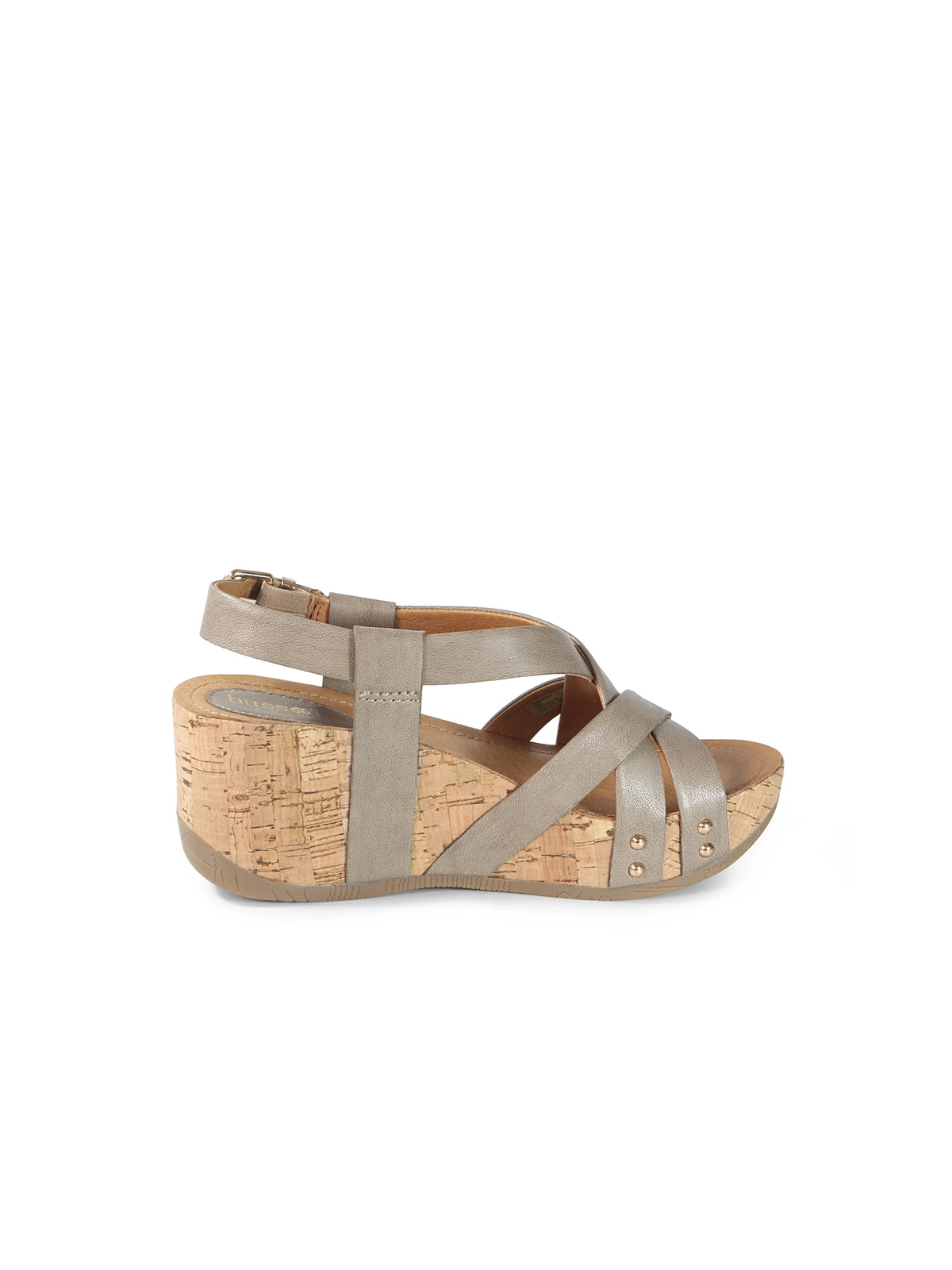 bussola fern cross strap wedge sandals in taupe
