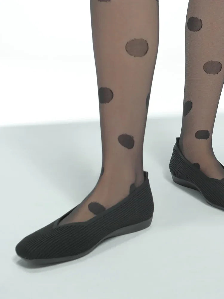 Bussola Venus Knit Ballet Flat Nero Vicenza Knit Ballet Flats