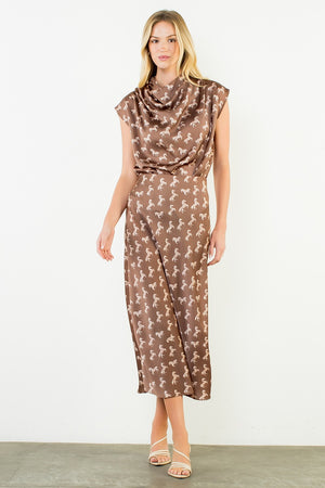 Satin Horse Print Skirt