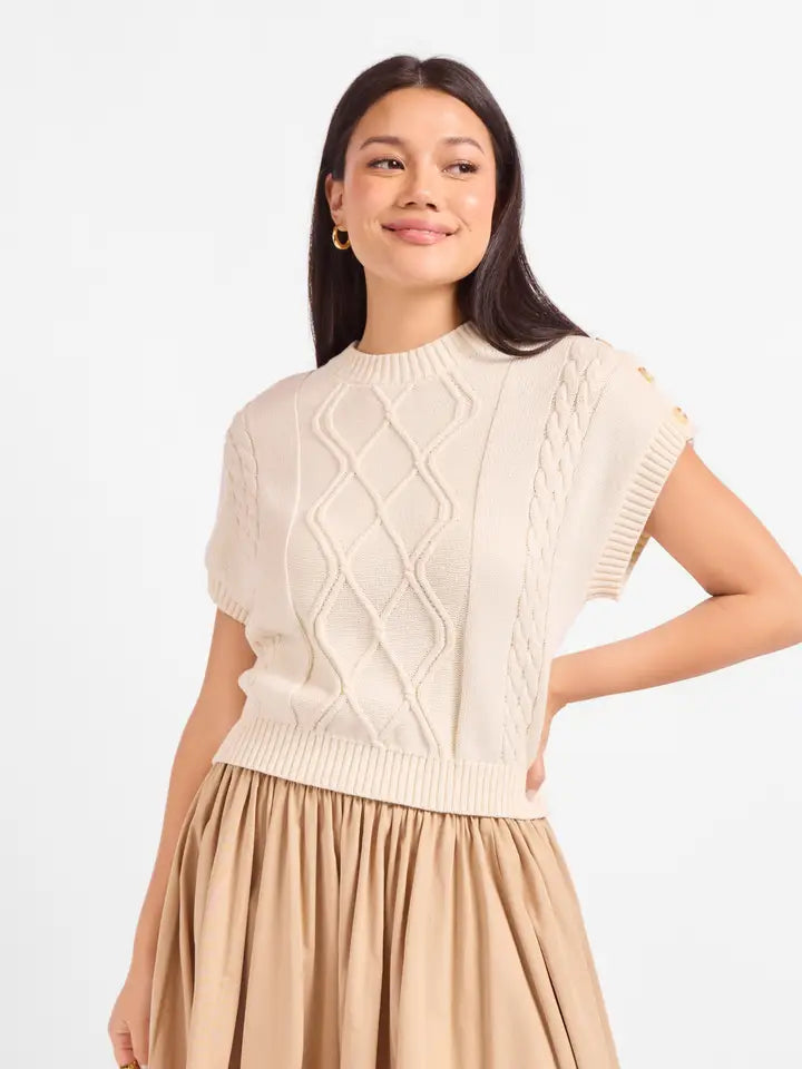 Typewriter Button Detail Sweater