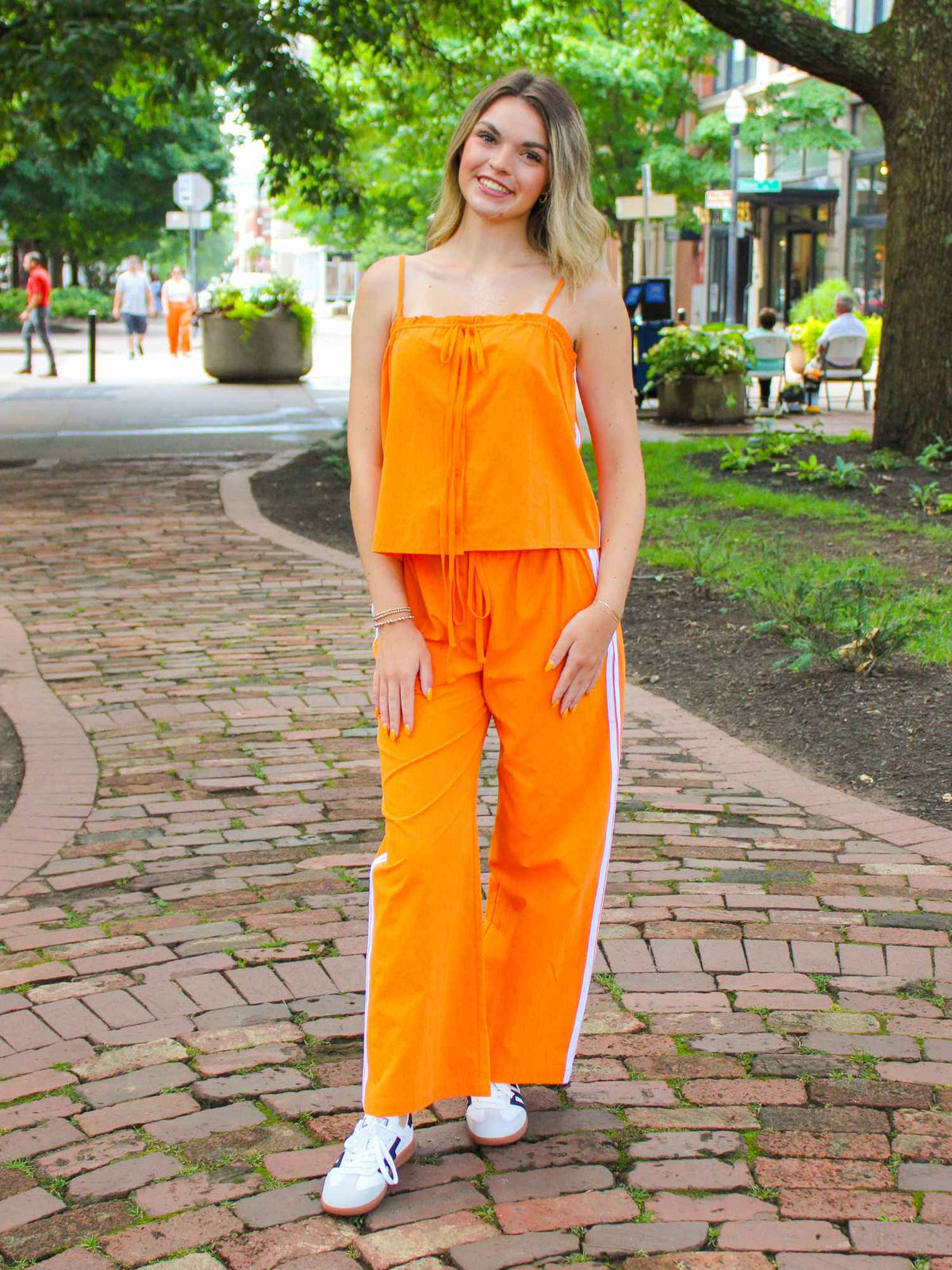 Camisole Wide Leg Pant Set Orange White
