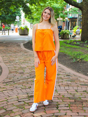 Camisole Wide Leg Pant Set Orange White