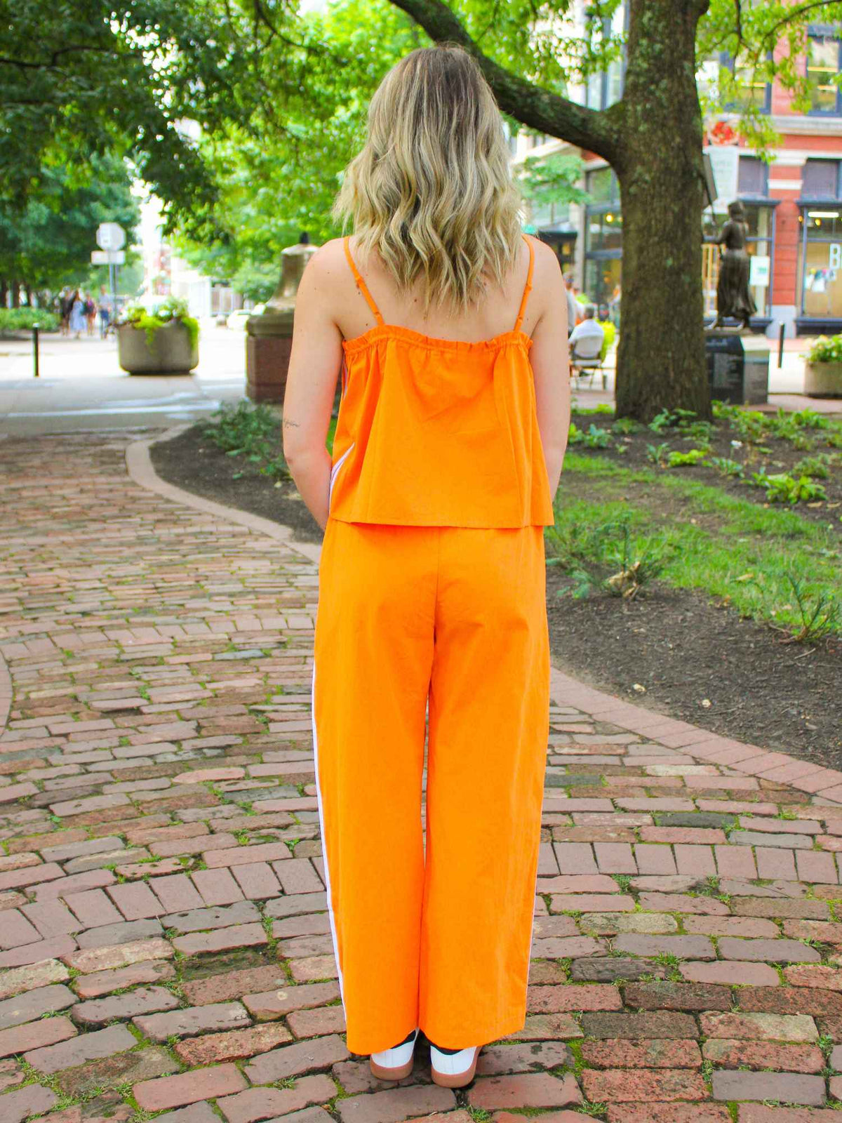 Camisole Wide Leg Pant Set Orange White
