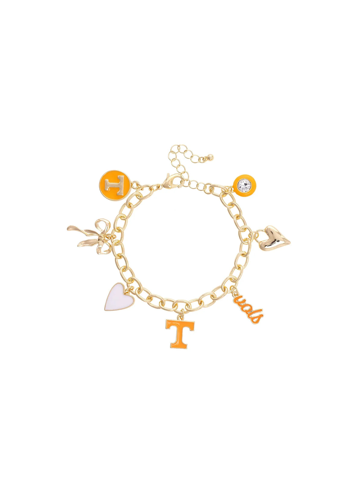 Tennessee Vols Enamel Icons Charm Bracelet Shiny Gold