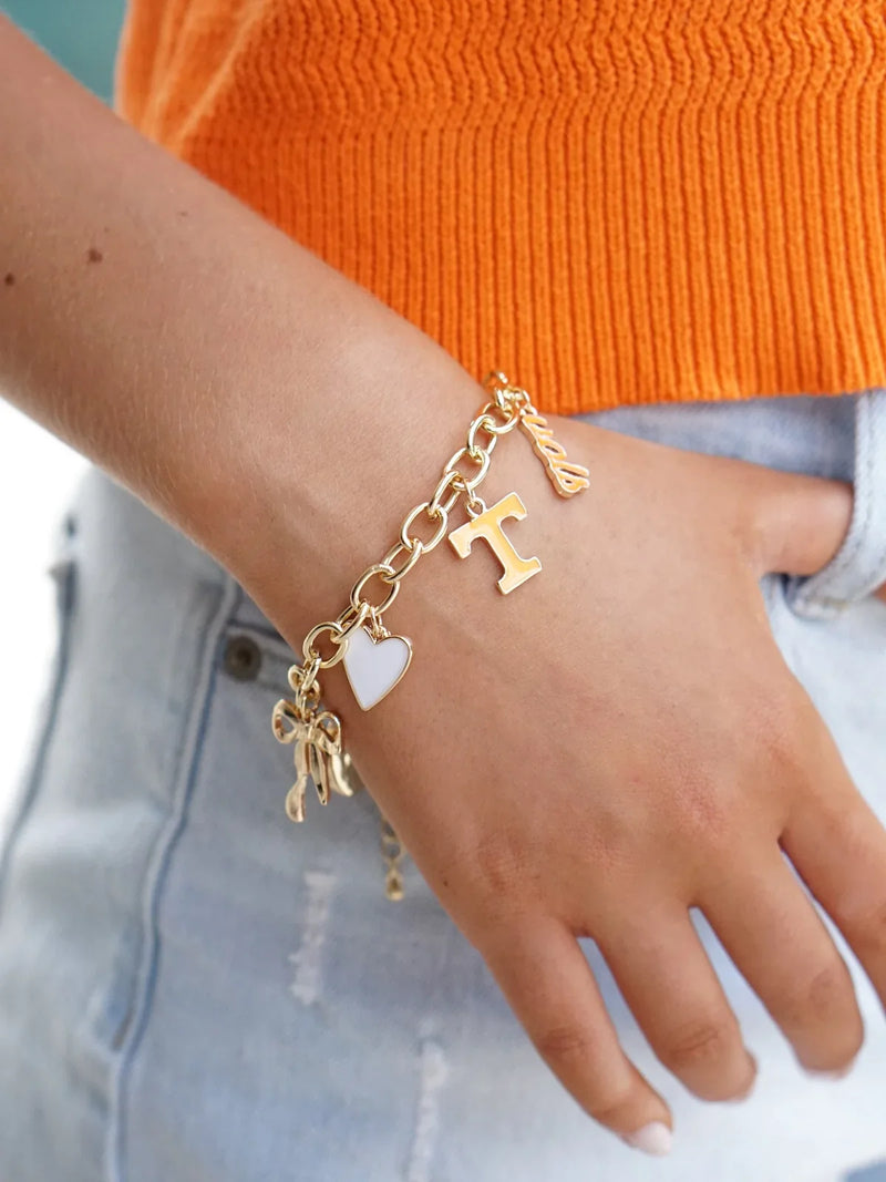 Tennessee Vols Enamel Icons Charm Bracelet Shiny Gold