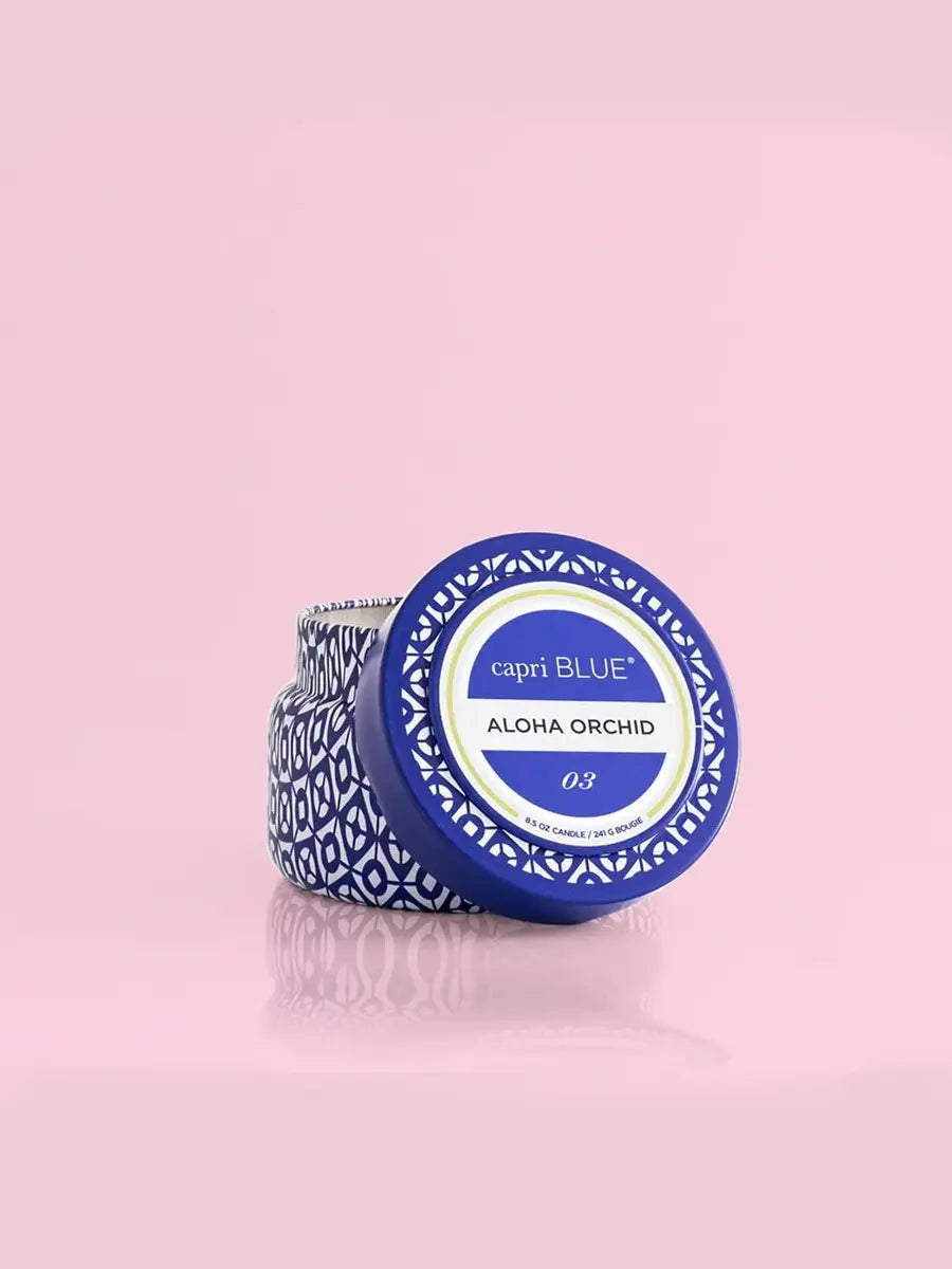 Capri Blue Signature Printed Travel Tin Candle 8.5oz Aloha Orchid