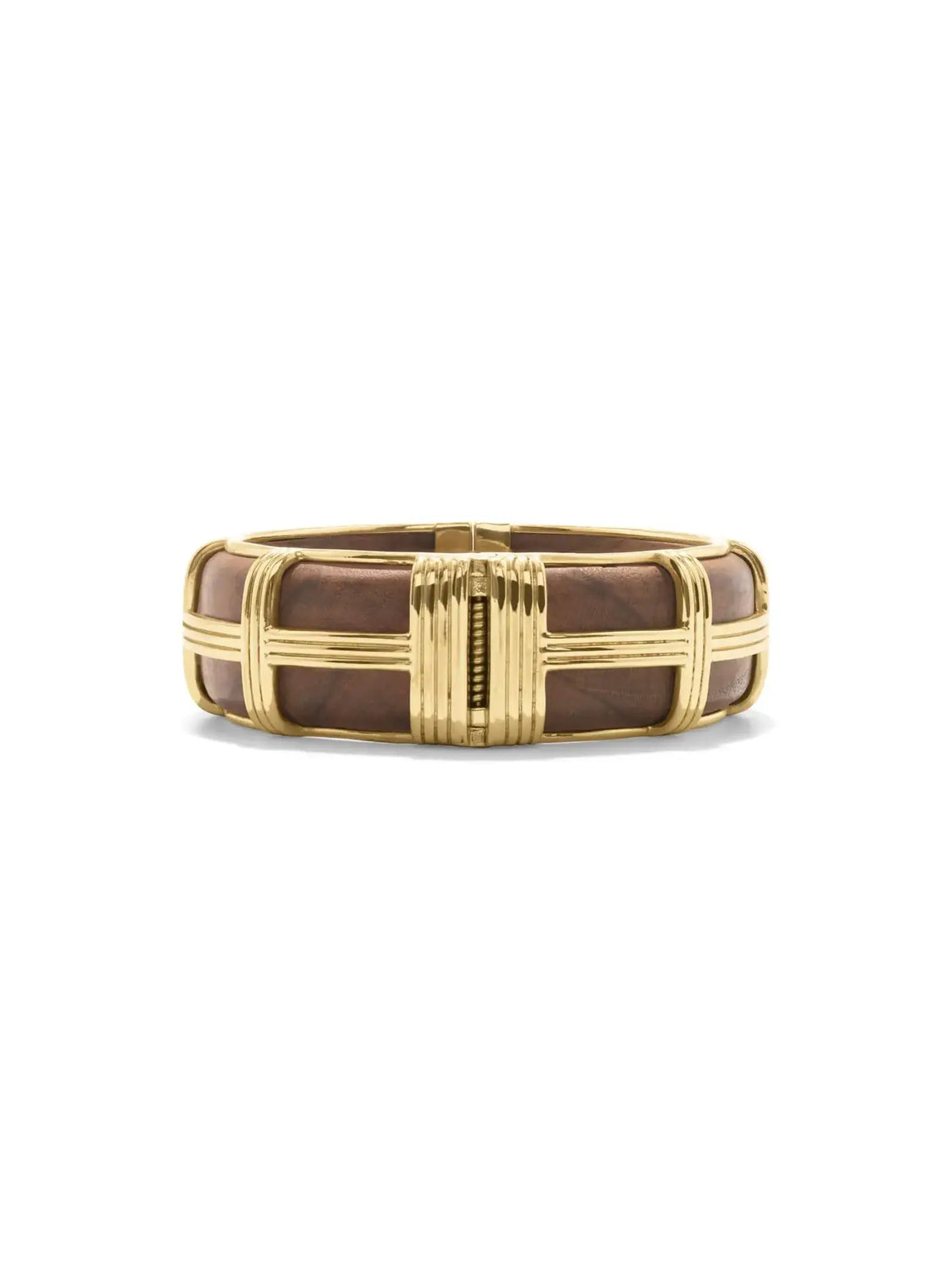 capucine de wulf gaia hinged bangle in 18k gold and teak