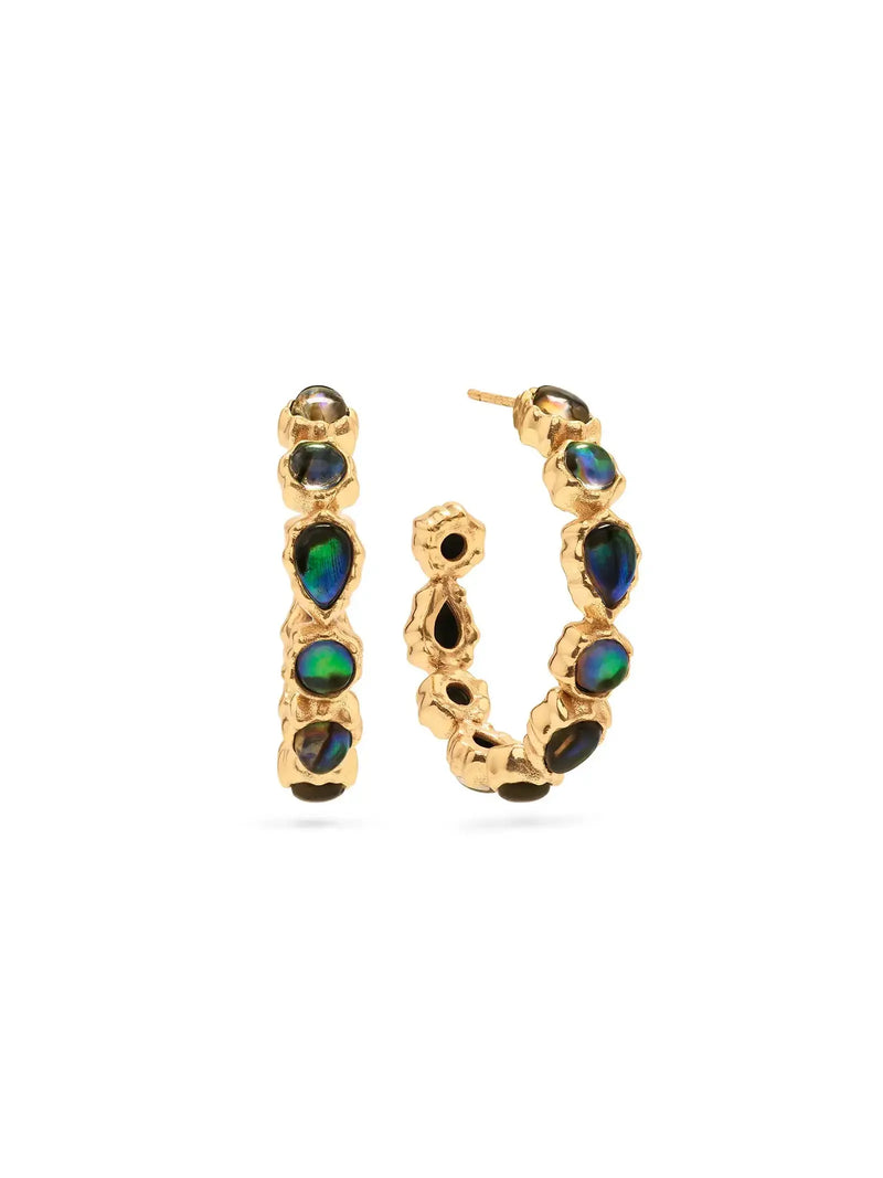 capucine de wulf aurora medium hoop earrings in 18k gold and abalone