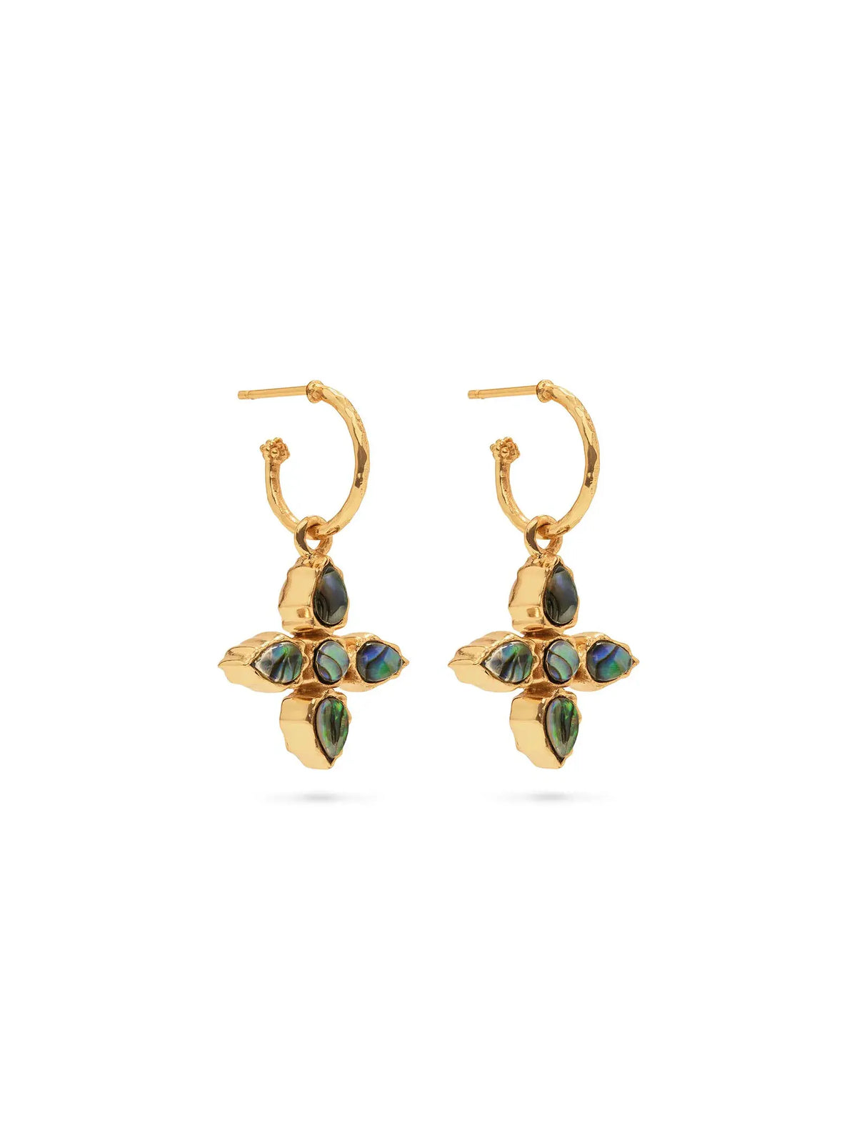 capucine de wulf aurora reversible charm hoop earrings in 18k gold with abalone and mother of pearl