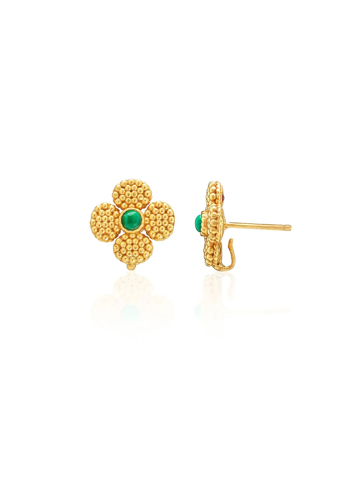 Capucine De Wulf Berry Clover Convertible Duo Earrings Gold Malachite