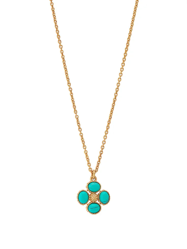 Capucine de Wulf Berry Clover Double Sided Charm Necklace - Turquoise