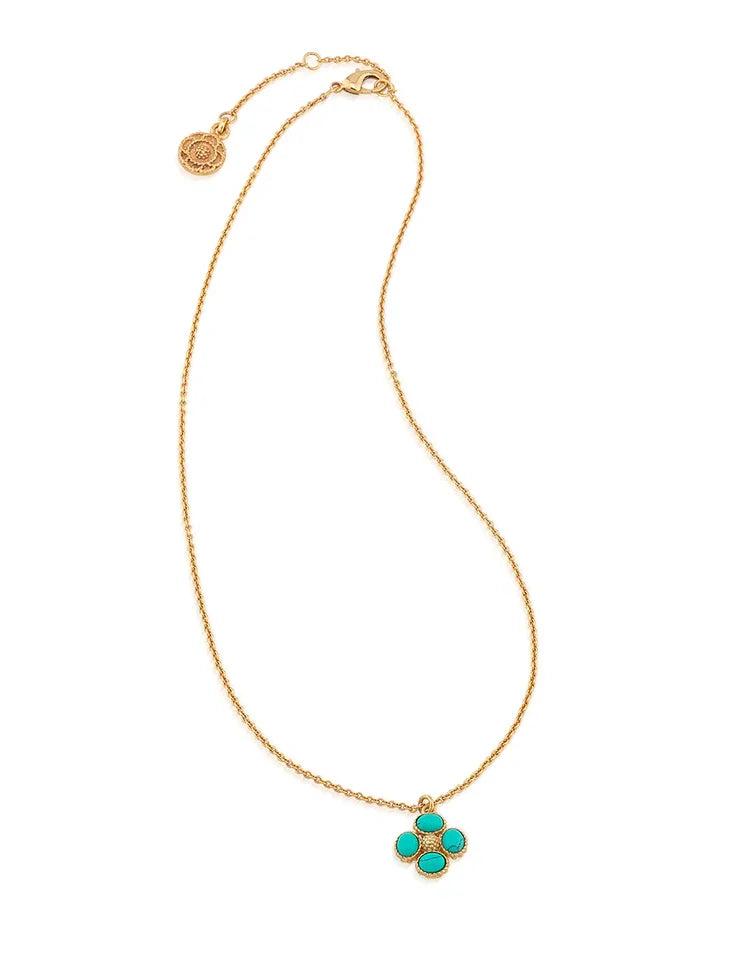 Capucine de Wulf Berry Clover Double Sided Charm Necklace - Turquoise