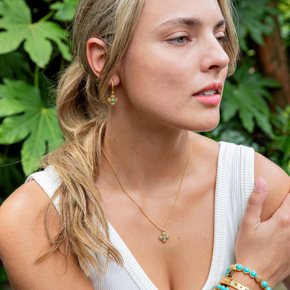Capucine de Wulf Berry Clover Double Sided Charm Necklace - Turquoise