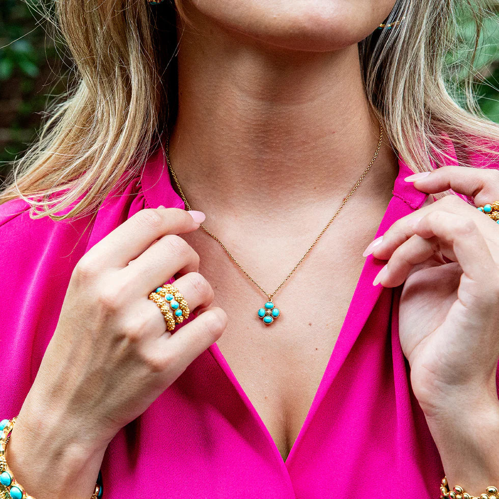 Capucine de Wulf Berry Clover Double Sided Charm Necklace - Turquoise