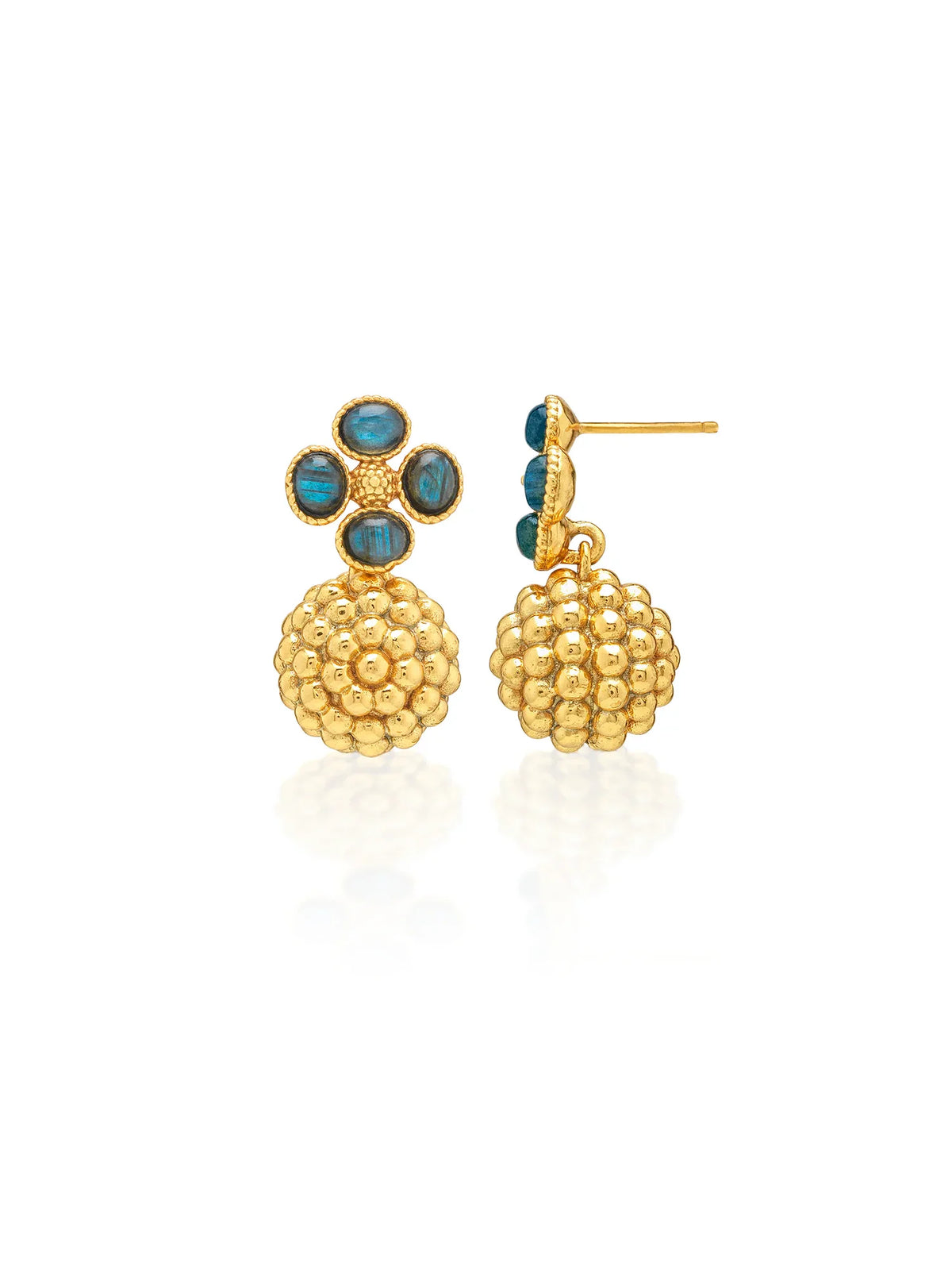 Capucine De Wulf Berry Clover Drop Earrings Gold Blue Labradorite