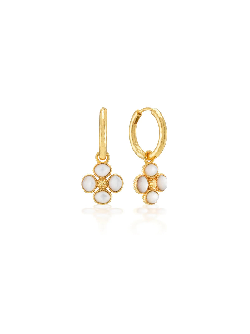 Capucine de Wulf Berry Clover Hoop Earrings with Double Sided Charm - Mother of Pearl