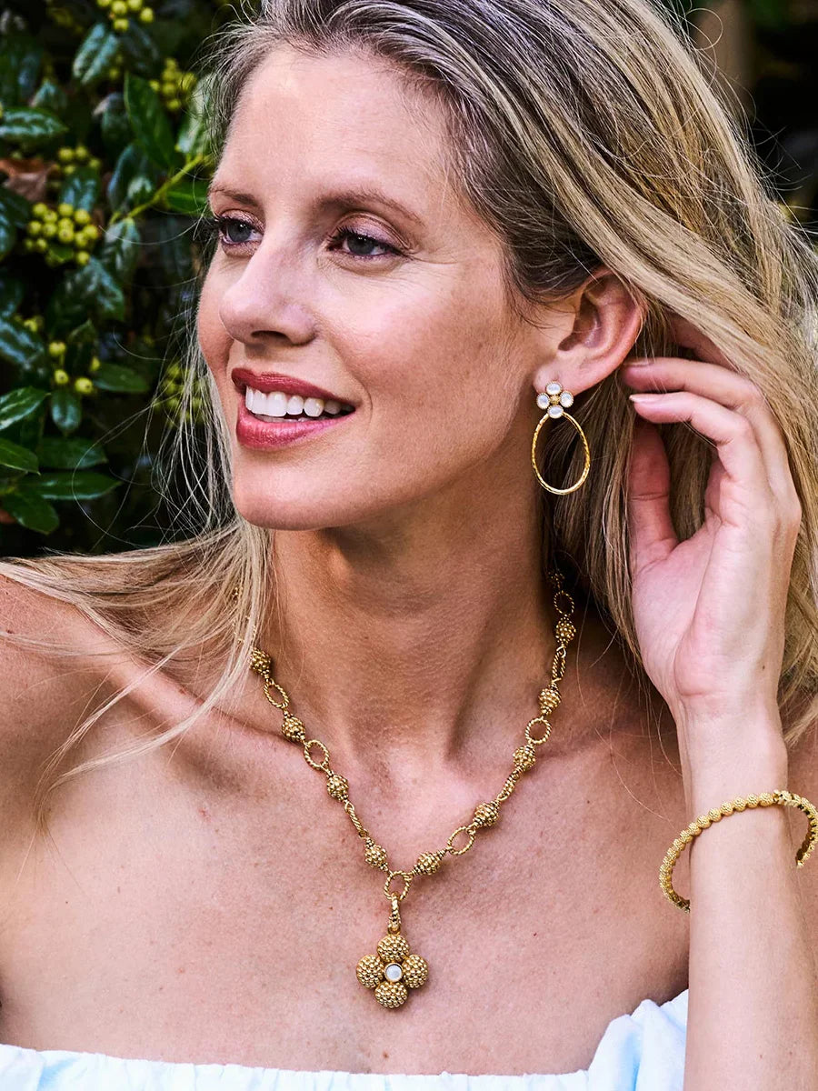 Capucine De Wulf Berry Clover Teardrop Earrings Gold Mother-of-Pearl