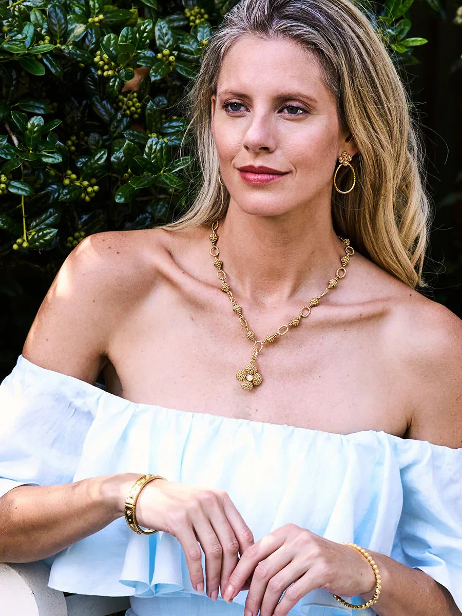 Capucine De Wulf Berry Clover Teardrop Earrings Gold Mother-of-Pearl