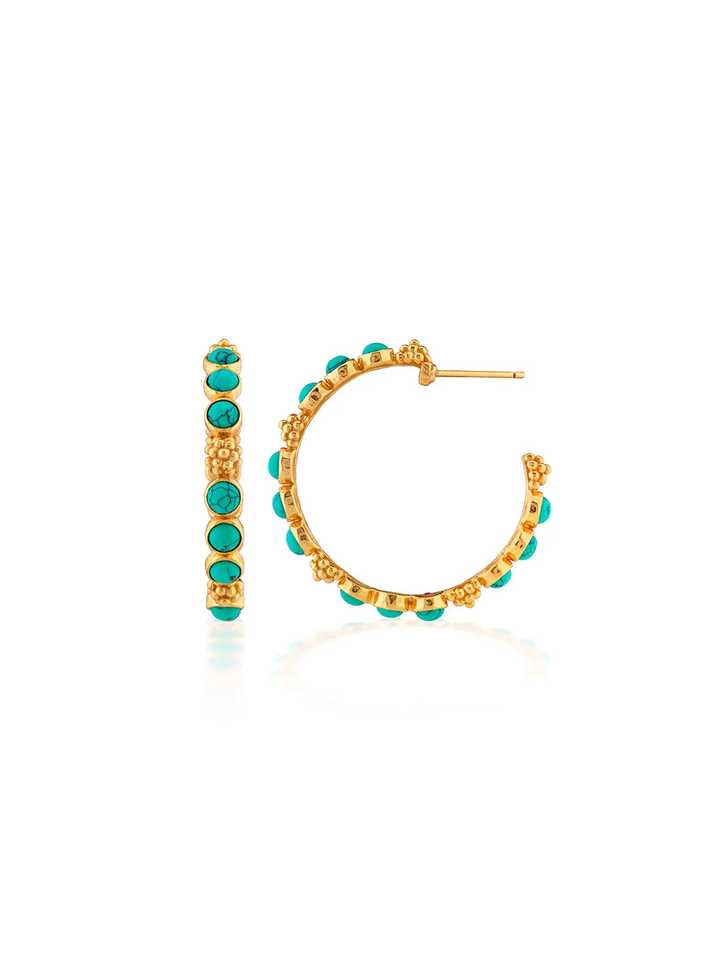 Capucine de Wulf Berry Gem Medium Hoop Earrings - Turquoise