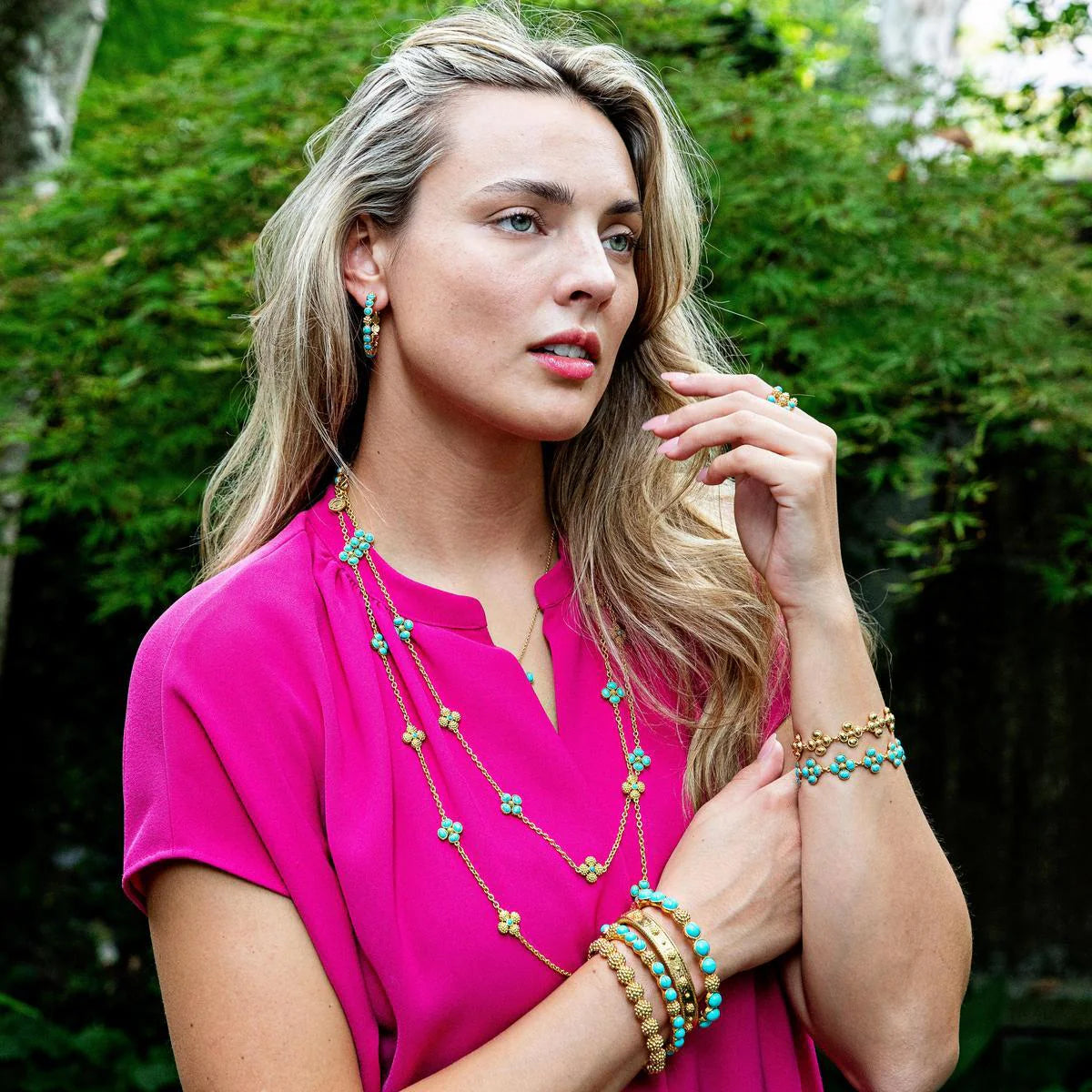 Capucine de Wulf Berry Gem Medium Hoop Earrings - Turquoise