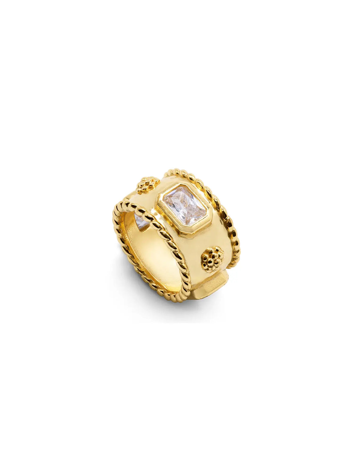 capucine de wulf berry hammered band in 18k gold with cubic zirconia