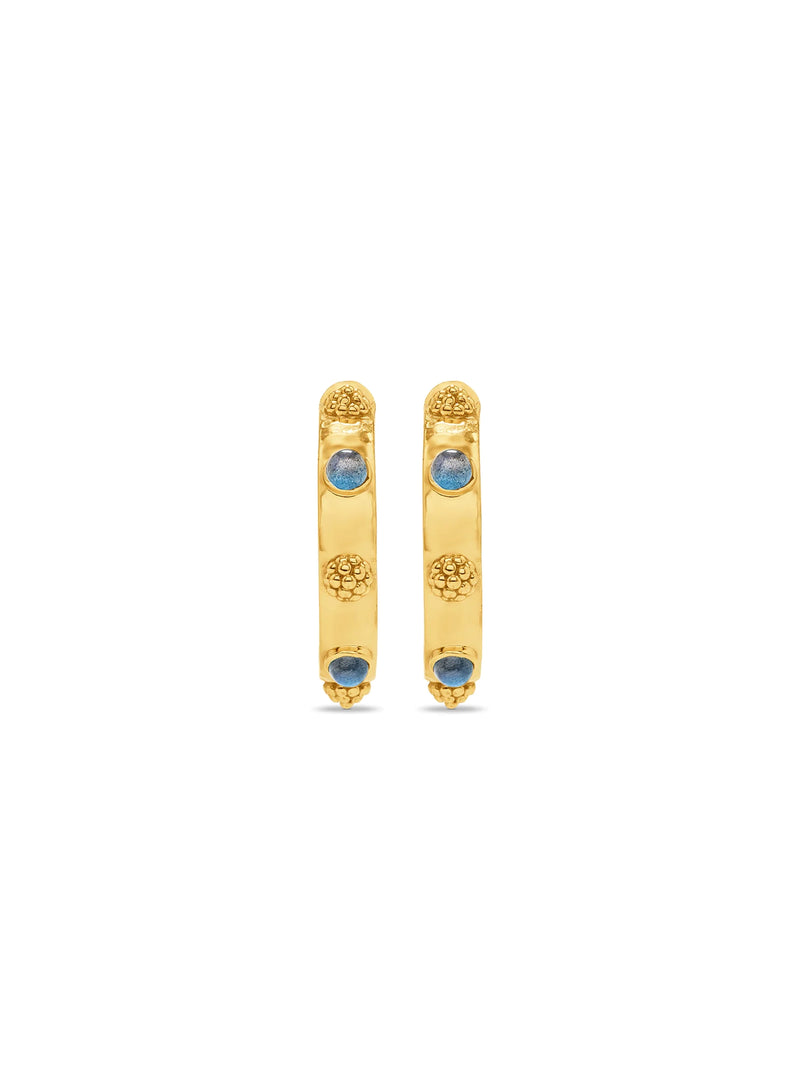 capucine de wulf cleopatra hoop earrings in gold blue labradorite-front view