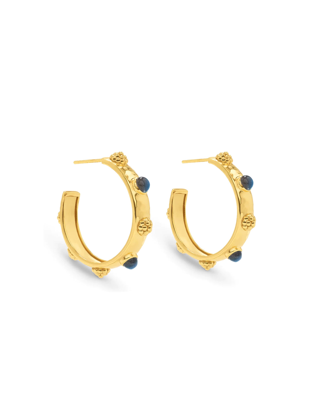 capucine de wulf cleopatra hoop earrings in gold blue labradorite-side view 