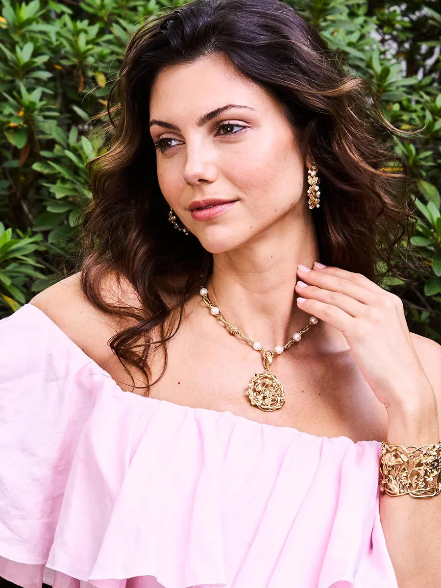 Capucine De Wulf Meadow Grande Hoop Earrings Gold Pearl