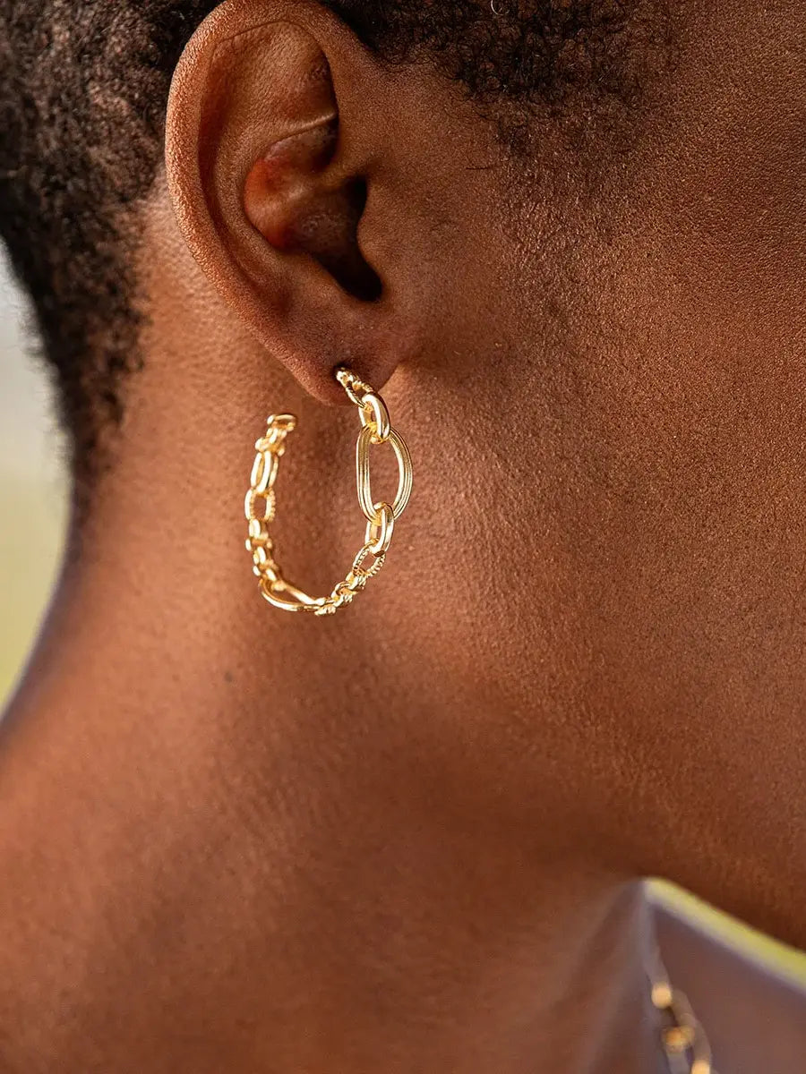 Capucine De Wulf Monique Gold Chain Hoop Earrings