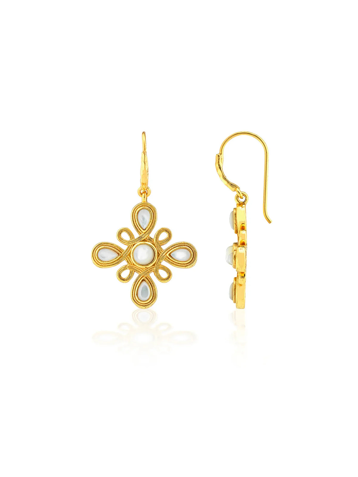 Capucine De Wulf Monique Gem Dangle Earrings Gold Mother-of-Pearl