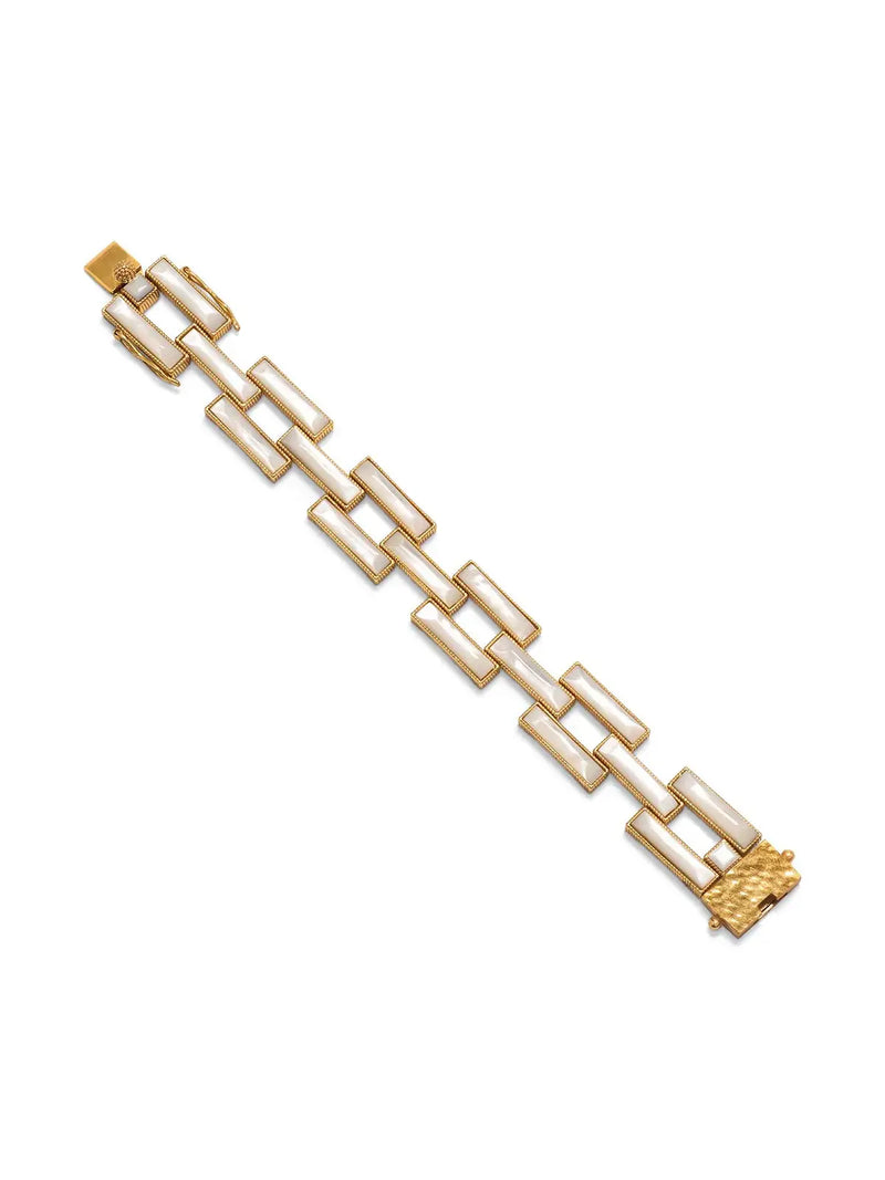 Capucine De Wulf Path Gold Link Bracelet with Mother-of-Pearl