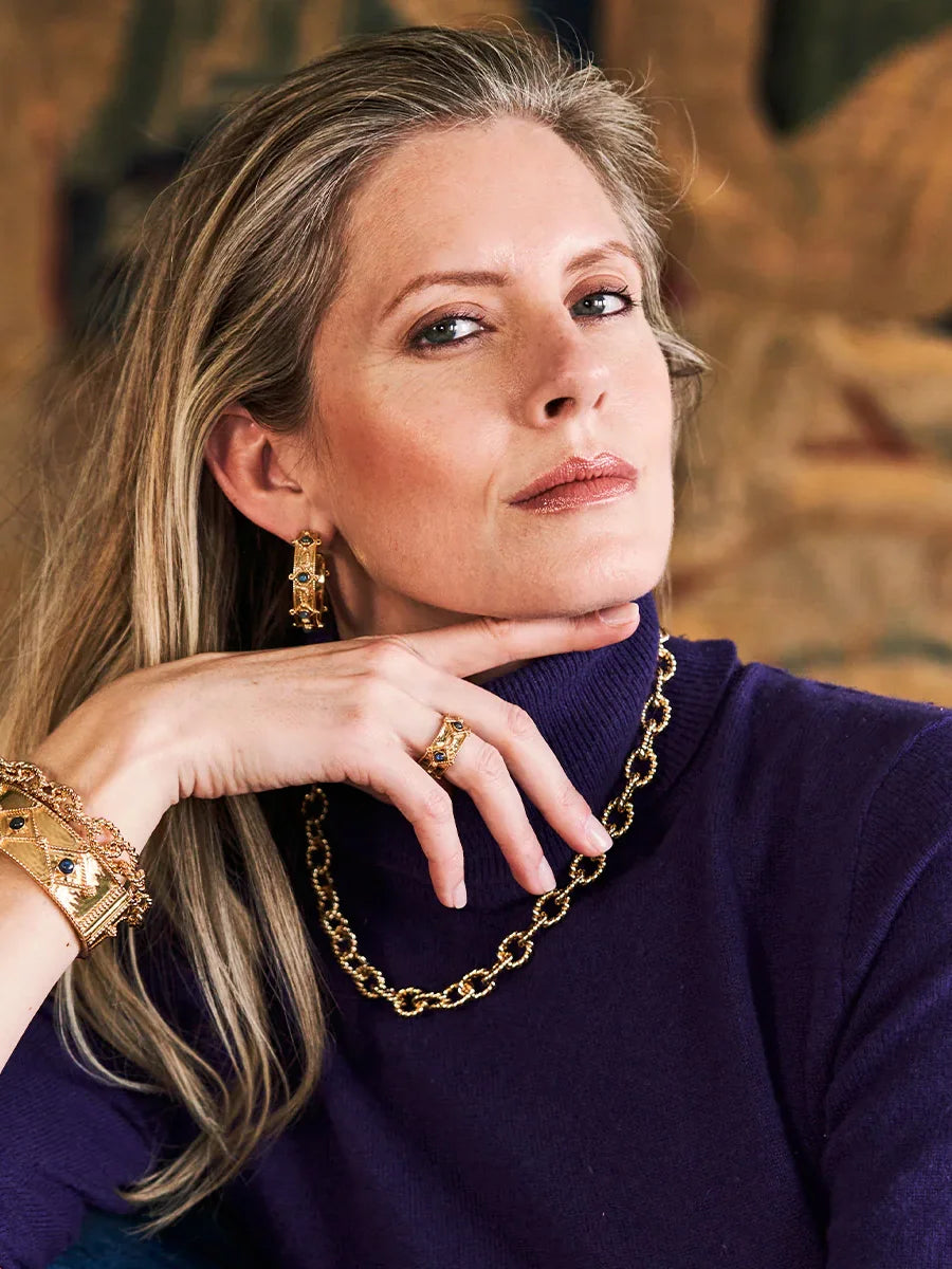Capucine De Wulf Victoria Hoop Earrings Gold Blue Labradorite